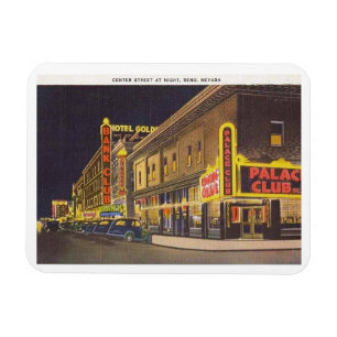 Centre Street at Night, Reno, Nevada Vintage  Magnet
