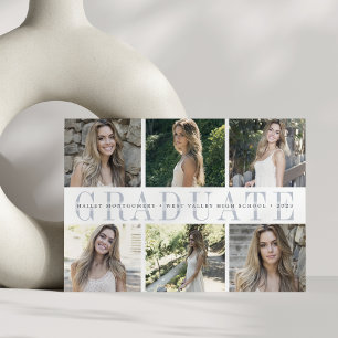Centre Stripe Six Photo Graduation Announcement