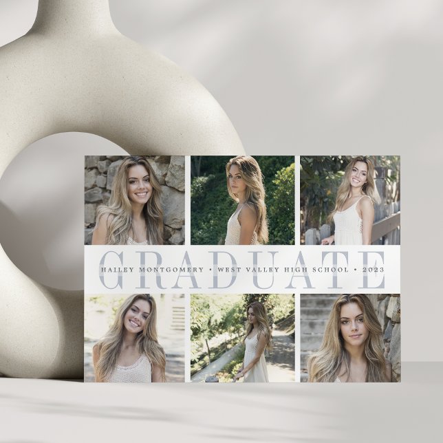 Centre Stripe | Six Photo Graduation Announcement (Creator Uploaded)