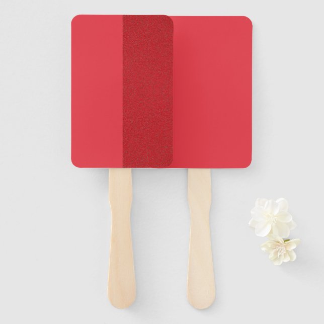 Centre Stripe Tomato Red Rectangle Hand Fan Custom (Front and Back)