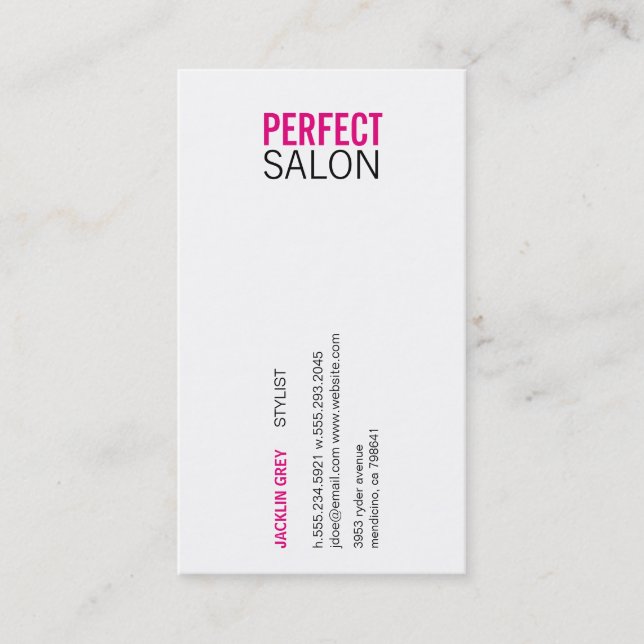 Centred Type Appointment Variation (hot pink) Card (Front)