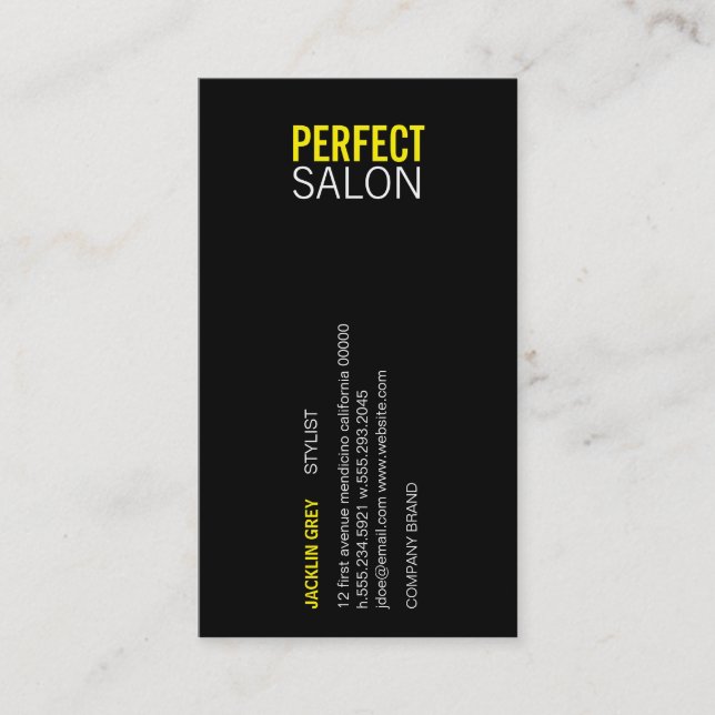 Centred Type (yellow) Business Card (Front)