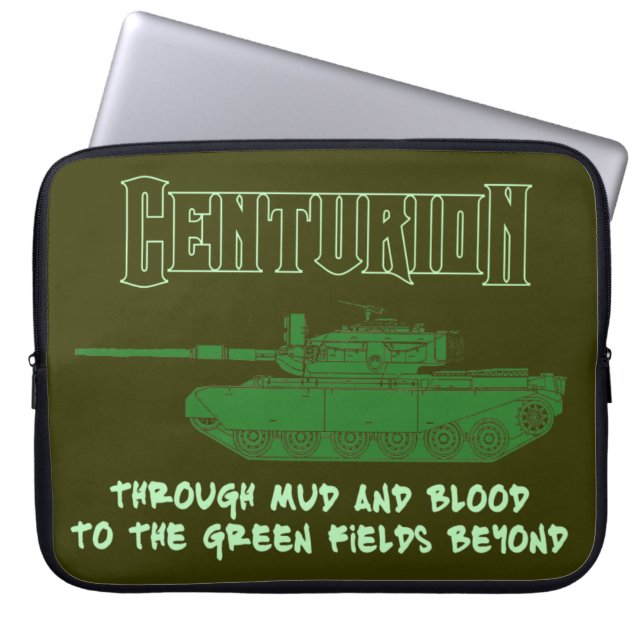 Centurion tank with classic motto. laptop sleeve (Front)
