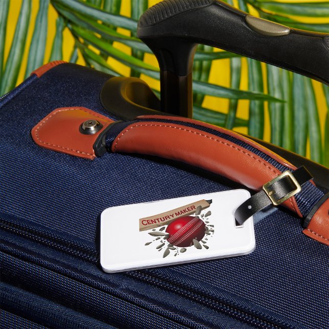 Century Maker Cricket Bat and Ball Sports Luggage Tag (Creator Uploaded)