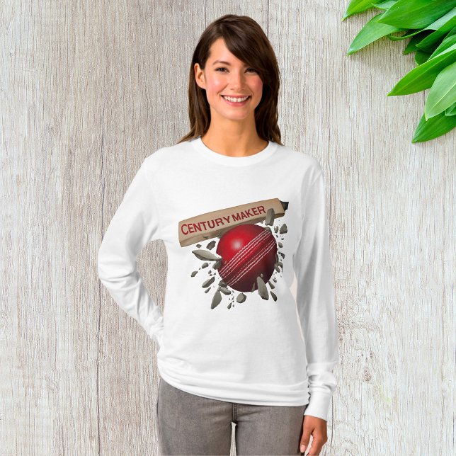 Century Maker Cricket Bat and Ball Sports T-Shirt (Creator Uploaded)