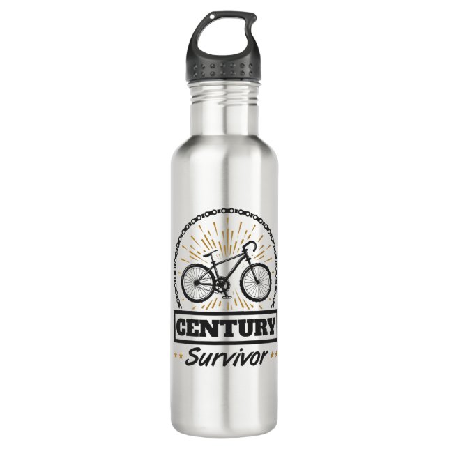 Century Survivor Cycling 100 Miles Bicycle Race 710 Ml Water Bottle (Front)