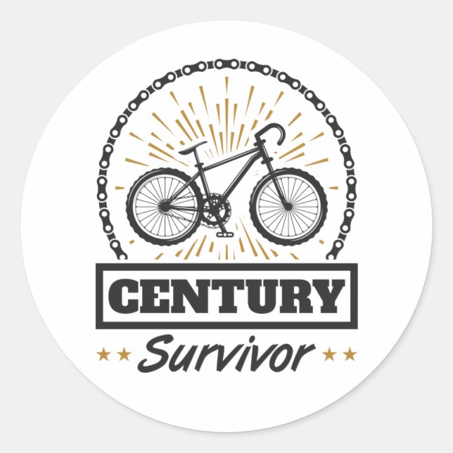 Century Survivor Cycling 100 Miles Bicycle Race Classic Round Sticker (Front)