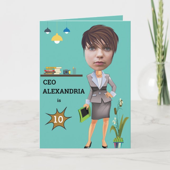 CEO BusinessWOMAN Photo Sensational FUN Birthday Card (Front)