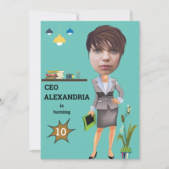 CEO BusinessWOMAN Photo Sensational FUN Birthday Invitation (Front)