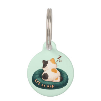 "CEO of Nap" Cat Sleeping on The Couch Pet Tag