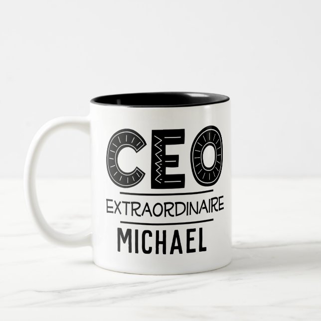 CEO Personalized Gift for Boss Two-Tone Coffee Mug (Left)