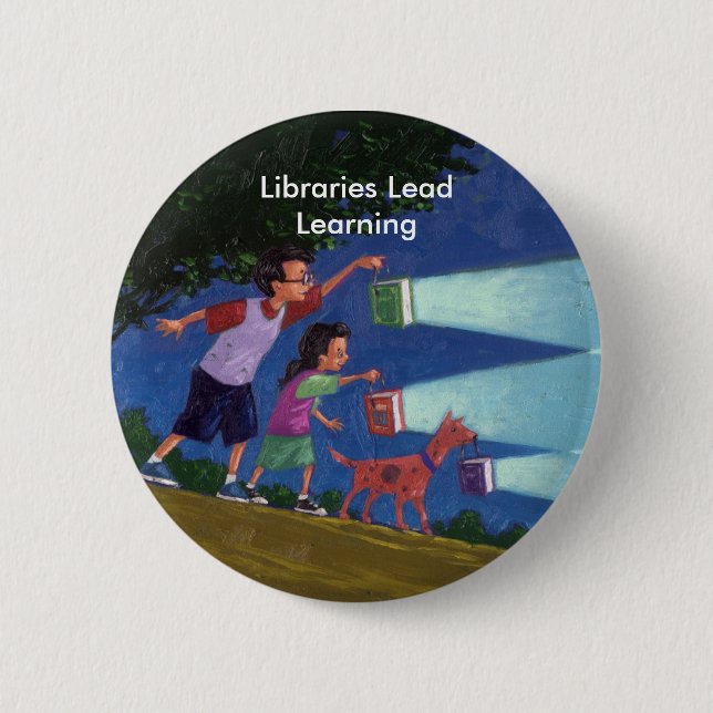 Cepeda medium res, Libraries Lead Learning 6 Cm Round Badge (Front)