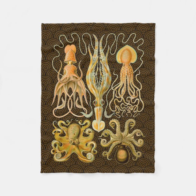 Cephalopod Octopus Squid Marine Nature Fleece Blanket (Front)