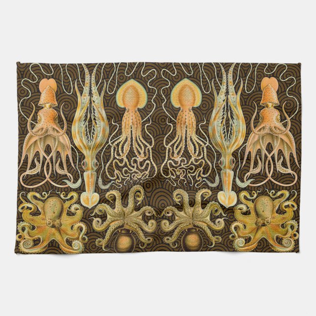 Cephalopod Octopus Squid Marine Nature Tea Towel (Horizontal)