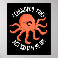 Cephalopod Puns Just Kraken Me Up Pun Dark BG