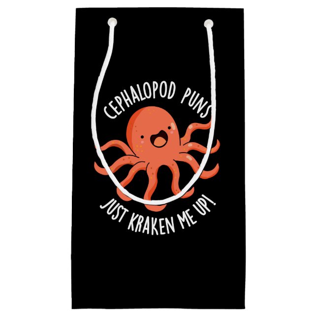 Cephalopod Puns Just Kraken Me Up Pun Dark BG Small Gift Bag (Front)