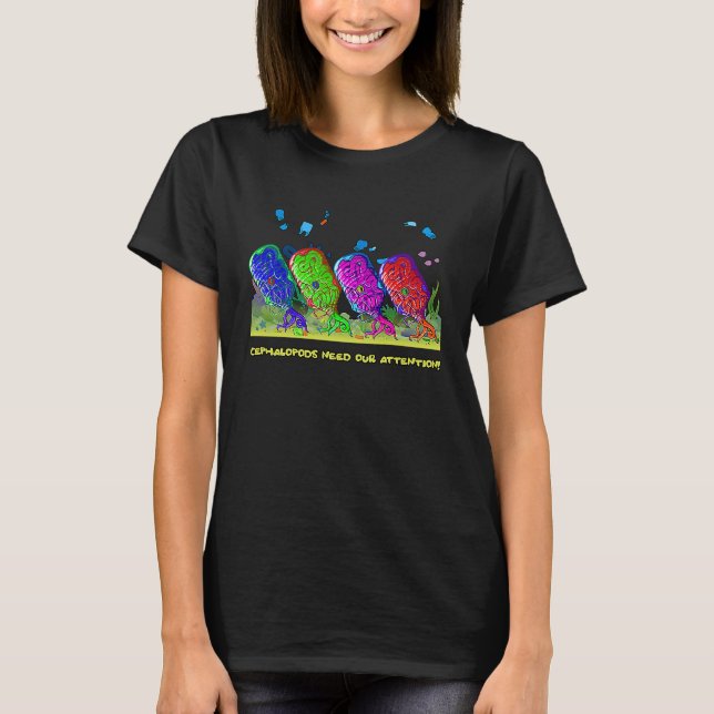 Cephalopods Microplastic Recycle Plastic Bottles P T-Shirt (Front)