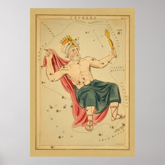 Cepheus the King - Vintage Astronomical Star Chart (Front)