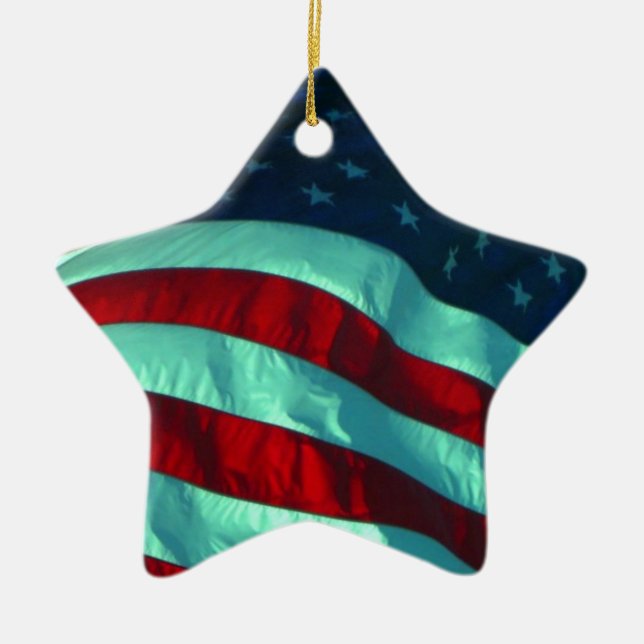 Ceramic American Flag Star Shaped Ornament (Front)