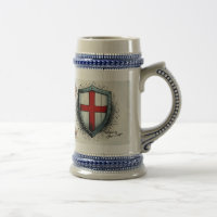 Ceramic beer mug with Crusader Knight design