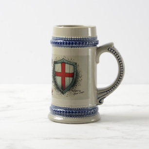 Ceramic beer mug with Crusader Knight design