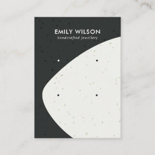 CERAMIC BLACK & WHITE WAVE 2 STUD EARRING DISPLAY BUSINESS CARD