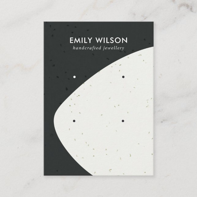 CERAMIC BLACK & WHITE WAVE 2 STUD EARRING DISPLAY BUSINESS CARD (Front)