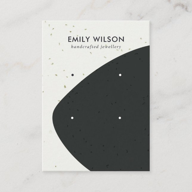 CERAMIC BLACK & WHITE WAVE 2 STUD EARRING DISPLAY BUSINESS CARD (Front)