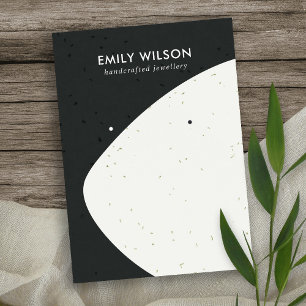 CERAMIC BLACK & WHITE WAVE STUD EARRING DISPLAY BUSINESS CARD