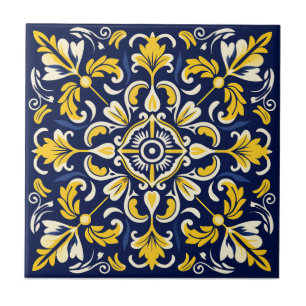 Ceramic Blue and yellow Mexican Tile - # 1 Tile