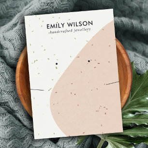 CERAMIC BLUSH PEACH WAVE NECKLACE EARRING DISPLAY BUSINESS CARD