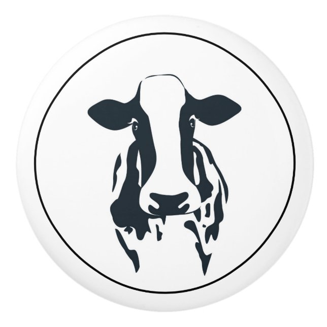 Ceramic Cabinet Knob-Cow Ceramic Knob (Front)