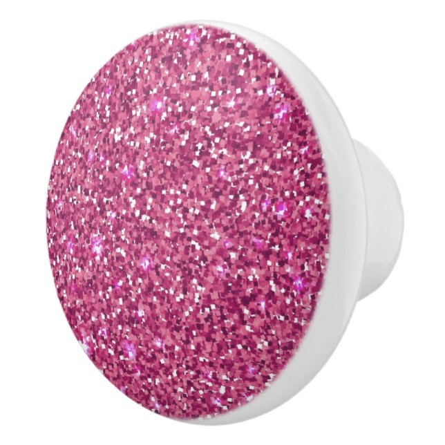 Ceramic Cabinet Knob-Pink Faux Glitter Knob (Right)