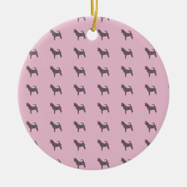 Ceramic Circle Ornament with chihuahua pattern (Front)