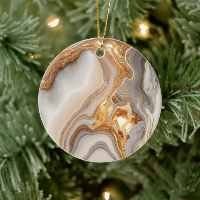 Ceramic Circle Ornament with marble design (Tree)