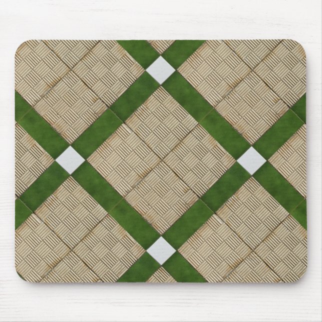 Ceramic Concrete Tiles Diagonal Green Grey Mouse Pad (Front)