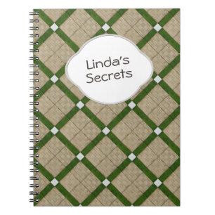 Ceramic Concrete Tiles Diagonal Green Grey Text Spiral Notebook