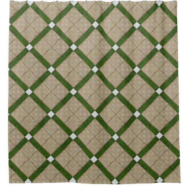 Ceramic Concrete Tiles Diagonal Mediterranean Shower Curtain (Front)