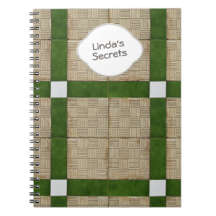 Ceramic Concrete Tiles Green Grey Text Spiral Notebook