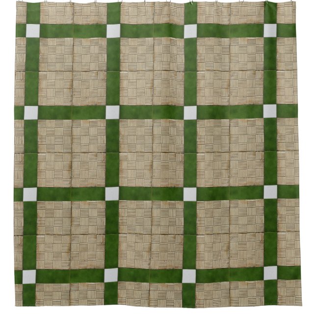 Ceramic Concrete Tiles Mediterranean Pattern Shower Curtain (Front)