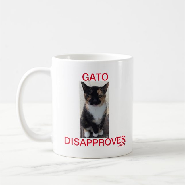 Ceramic cup, Gato Disapproves Coffee Mug (Left)