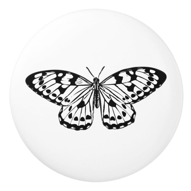 Ceramic Draw & Cupboard Door Knobs - Butterfly (Front)
