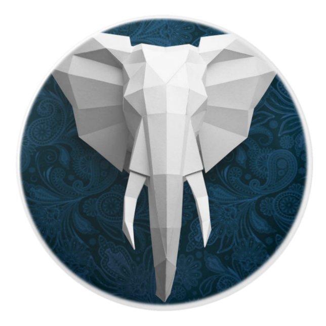 Ceramic Drawer/Door Knobs - 3D Elephant (Front)