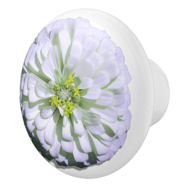 Ceramic Drawer/Door Pull - Lemony White Zinnia (Right)