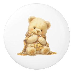 Ceramic Drawer Pull - Bear in Shawl