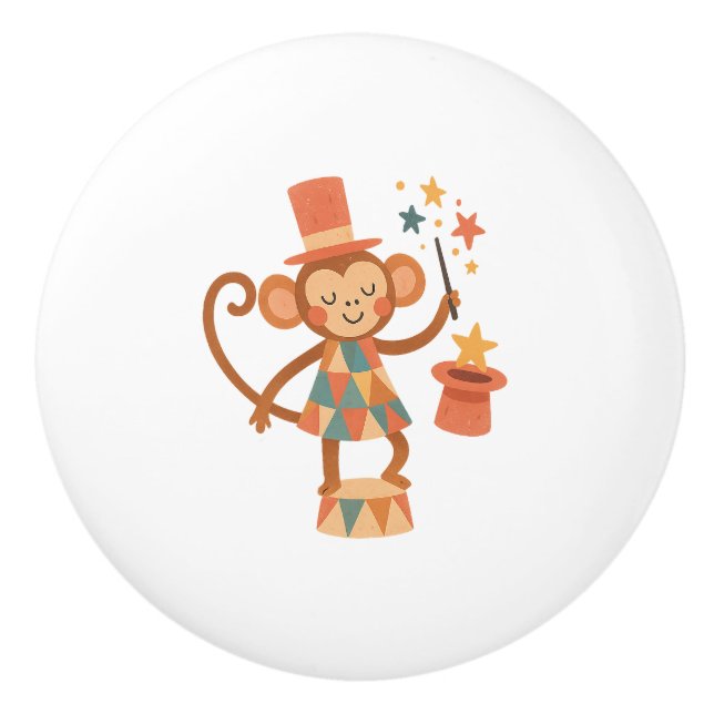 Ceramic Drawer Pull - Magician Monkey (Front)