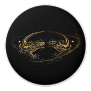 Ceramic Furniture Knob Lizards and Halo O