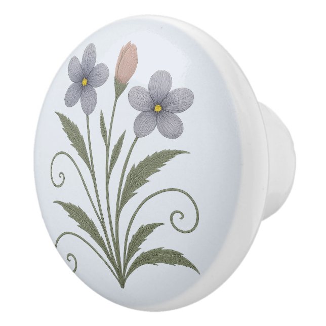 Ceramic Handle blue flower Knob (Right)