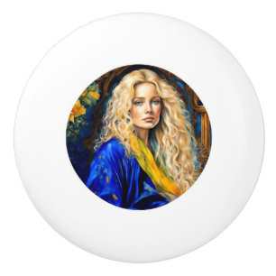 ceramic handle door knob - blue 