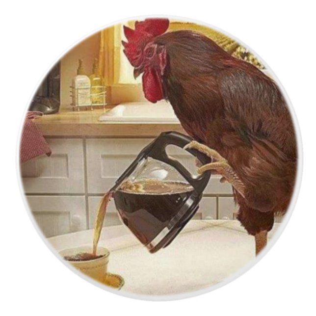 Ceramic Knob*** Cock-A-Doodle Coffee Ceramic Knob (Front)